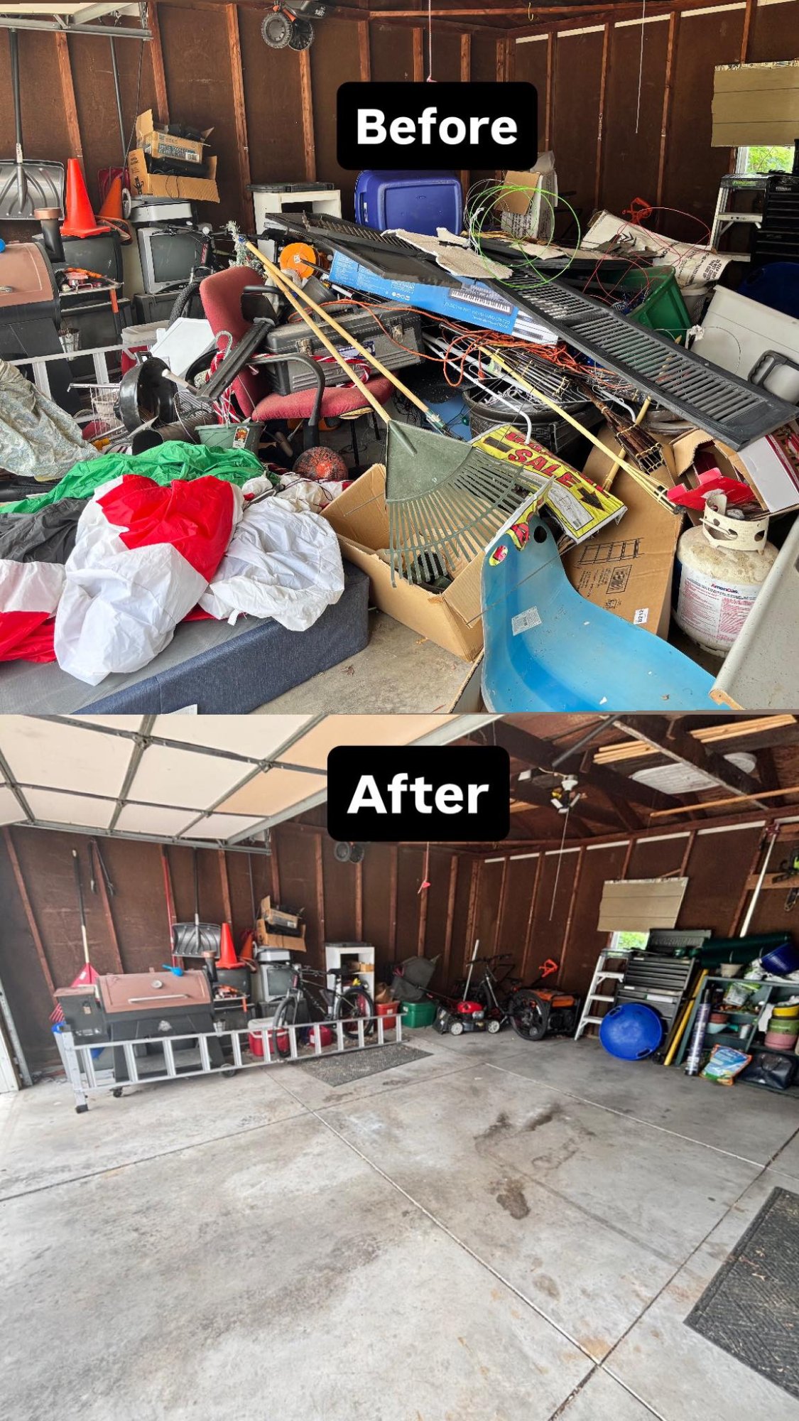 Before and after garage cleanout